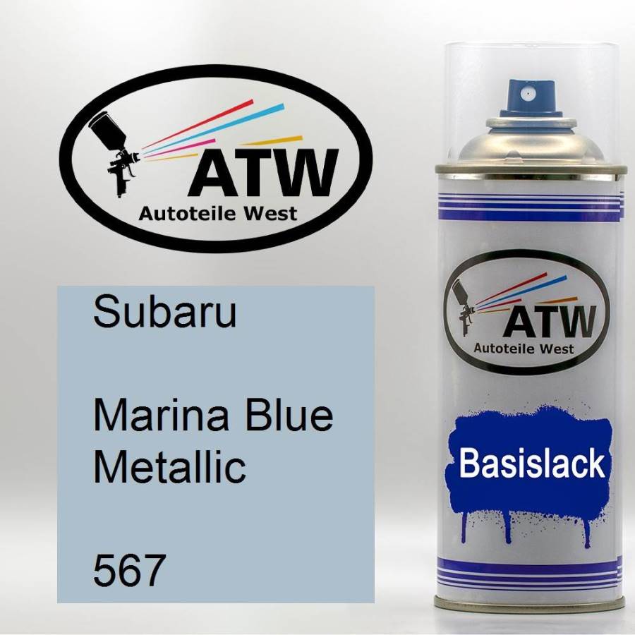 Subaru, Marina Blue Metallic, 567: 400ml Sprühdose, von ATW Autoteile West.
